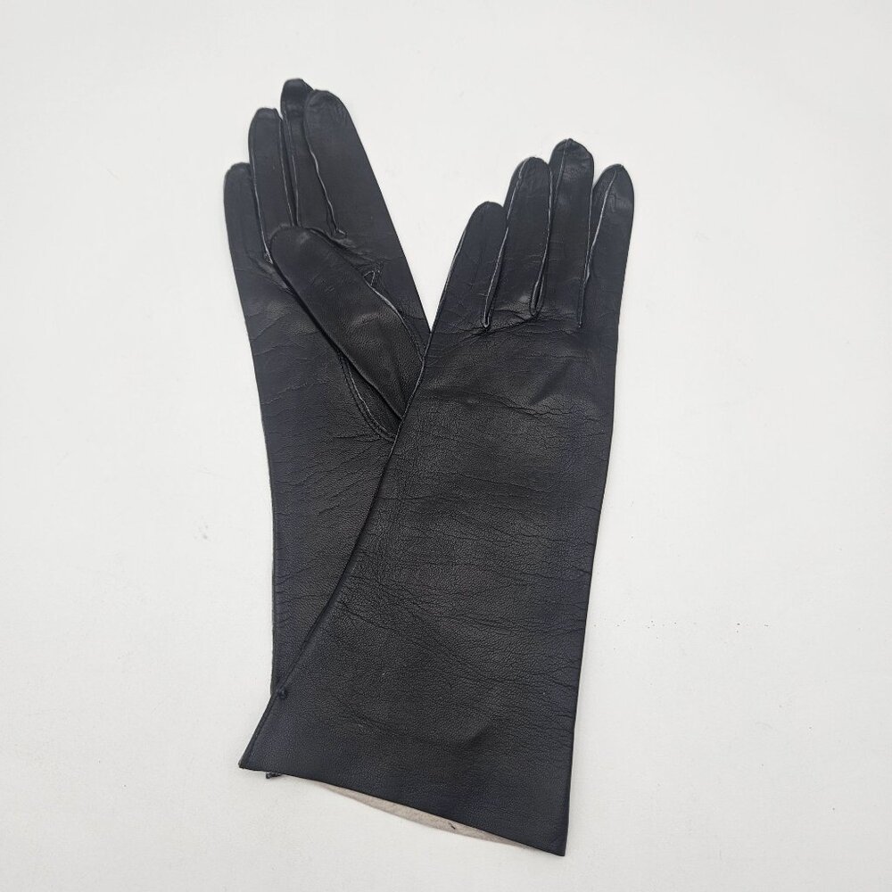 Vintage May Company Black Washable Leather 11" Gloves Size 6